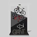 GANT Bike Shop Window Display With Stacked Black Red White Bicycles