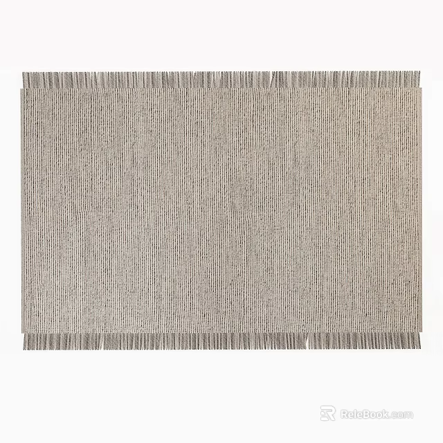 Stylish Light Gray Square Rug With Striped Texture And Fringe Edges 3d model
