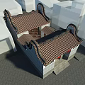 Ancient Chinese Architecture with Curved Eaves Gray Brick Walls Red Lanterns and Door Decorations