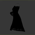 Navy Blue Off Shoulder Dress With Long Lace Sleeves And Decorative Buttons
