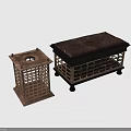 Vintage Wooden Storage Chests With Latticed Structure Circular Hole And Leather Top