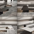 Modern Minimalist Coffee Table In Living Room With Magazine And Decorative Objects