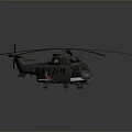 Green Military Transport Helicopter With Rotors Fuselage Windows On Dark Background
