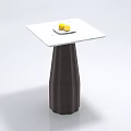 Square White Marble Coffee Table With Plate Holding Two Lemons On Dark Textured Cylindrical Base