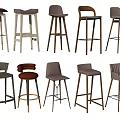 Stylish Modern Bar Stools With Various Designs And Materials For Home Kitchen Use 3d model
