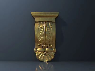 Golden Carved Wall Decoration with Intricate Leaf Patterns for Elegant Interior Design 3d model