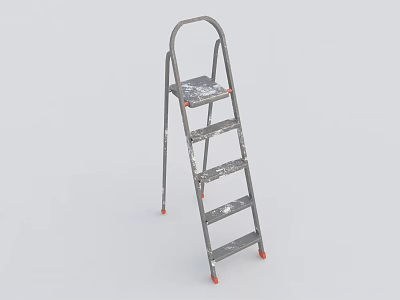 Household Four Step Metal Ladder With Anti Slip Steps And Safety Handle 3d model