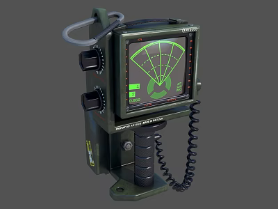 Military Handheld Tactical Device With Green Radar Screen And Control Knobs 3d model
