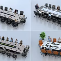Modern Conference Table In Office Meeting Room With Comfortable Chairs And Green Plant