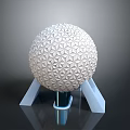 Detailed Iconic Spherical Architectural Structure With Geometric Pattern And Blue Base Support