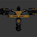 Black and Orange Industrial Mechanical Device With Complex Articulated Parts Structure