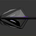 Fantasy Metallic Blade With Purple Glowing Geometric Patterns And Shiny Finish