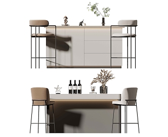 Modern Bar Chair Combination Bar Counter 3d model