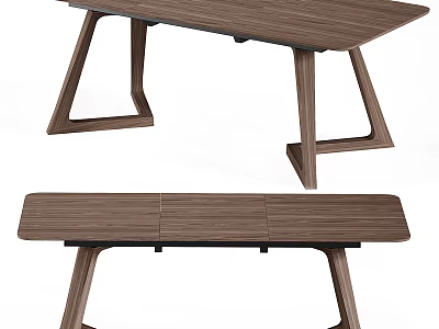 Modern Wooden Dining Table With Matching Bench And Unique Contemporary Leg Design 3d model