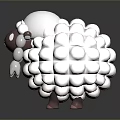 3D Cartoon Sheep With White Fluffy Balloon Like Wool Brown Face Ears And Pink Feet