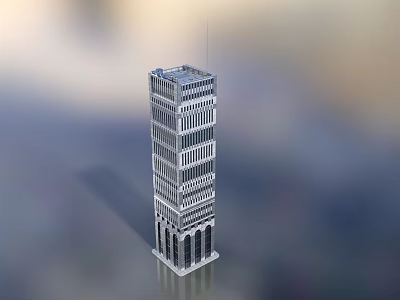 Modern Tall Office Building Exterior With Glass Curtain Walls And Structural Design 3d model