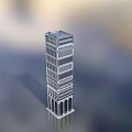 Modern Tall Office Building Exterior With Glass Curtain Walls And Structural Design