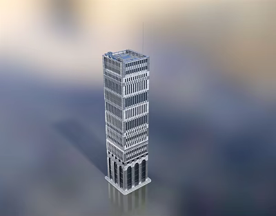 Modern Tall Office Building Exterior With Glass Curtain Walls And Structural Design 3d model