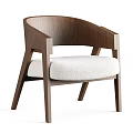 Modern Accent Chair with Wooden Frame Curved Armrests and White Padded Seat