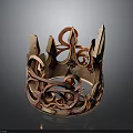 Ornate Copper Colored Crown With Intricate Scrollwork For Clothing Fashion Accessories