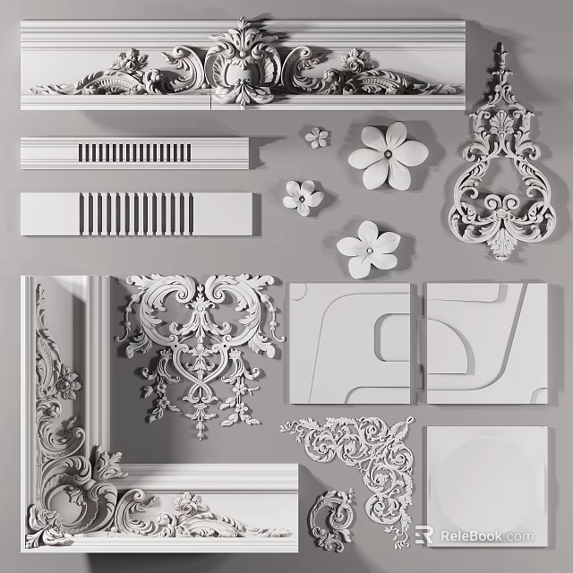 Ornate Carving Decorative Elements For Interior Design 3d model 