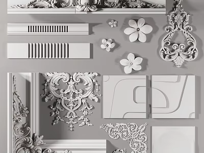 Ornate Carving Decorative Elements For Interior Design 3d model