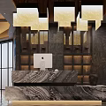 Serene Teahouse Interior With Water Feature And Plants