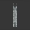 Tall Medieval Stone Tower With Pointed Top And Decorative Upper Structure 3d model