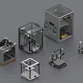 Various Office 3D Printers With Transparent Casing And Different Designs For Workspace 3d model