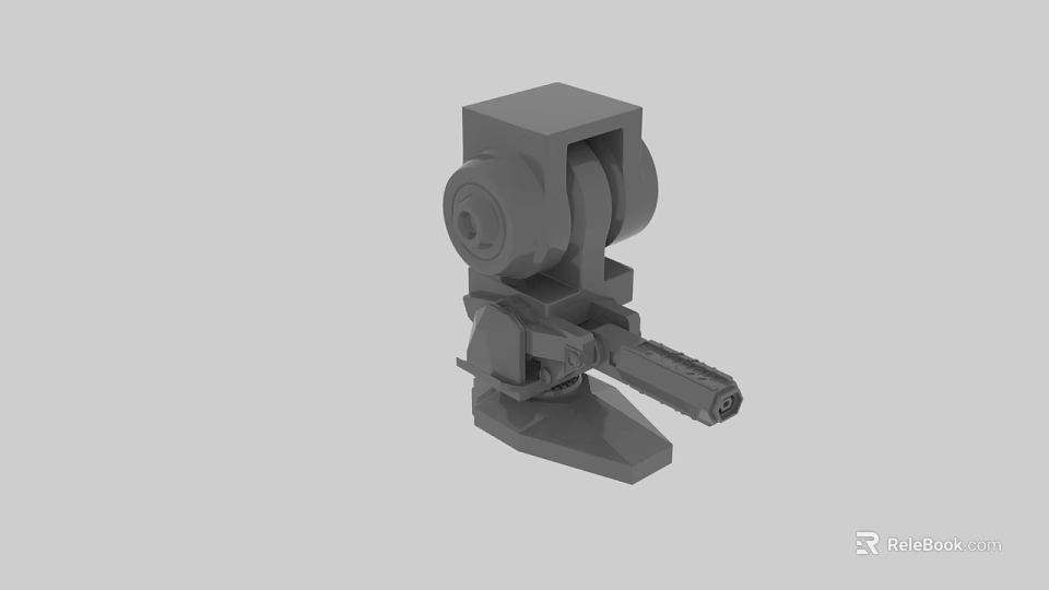 Gray 3D Mechanical Model Featuring Lens Support and Detailed Structure 3d model