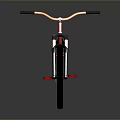 Stylish Red Bicycle With Gold Rimmed Wheels Black Handlebars And Shiny Reflection