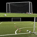 Top View Football Field Layout With Green Grass White Markings And Goal Posts