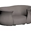 Light Gray Single Sofa With Modern Design And Curved Leather Arms 3d model