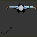Game Movie Character Police Officer In Blue Uniform With Cap Vest And Walkie Talkie