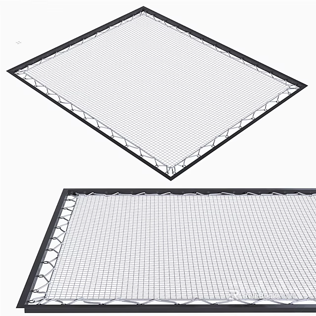 Modern Square Rug Featuring Grid Texture And Black Border For Living Room Decor 3d model