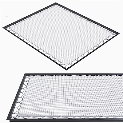 Modern Square Rug Featuring Grid Texture And Black Border For Living Room Decor 3d model