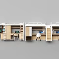 Modern Minimalist Bunk Bed Design With Study Desk And Storage Cabinets For Small Rooms