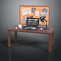 Organized Hardware Tools Setup On Wooden Desk With Laptop Lamp And Corkboard