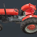 Red Functional Tractor With Large Tires And Seat