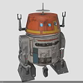 Orange and White Mechanical Robot With Dome Antenna Mechanical Arms and Wheels