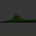Green Terrain Model With Central Hill Structure And Flat Surface