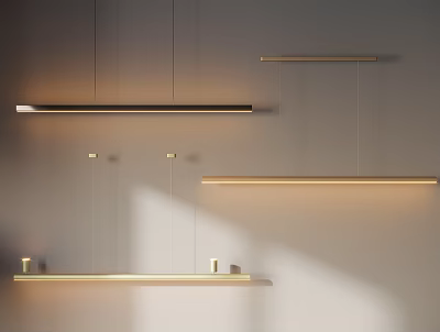 Elegant Light Luxury Kitchen Pendant Lights With Gold Accents And Modern Sleek Design 3d model