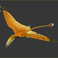 Orange Pterosaur 3D Animated Character With Wings Long Tail And Beak Details