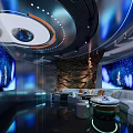 Modern KTV Room Interior With LED Screens Comfortable Sofas And Decorative Lighting Effects 3d model