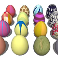 Colorful Painted Egg Decorative Ornament Set With Various Patterns For Home Decoration