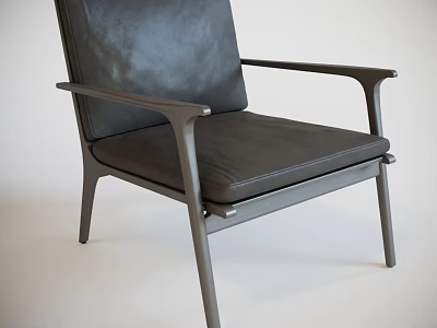 Modern Black Leather Accent Chair With Metal Frame And Armrests Design 3d model