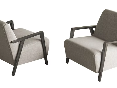 Modern Accent Chair with Dark Wood Arms Light Gray Fabric Upholstery Contemporary Design 3d model