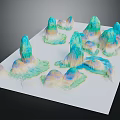 Abstract Mountain Landscape With Colorful Gradient Peaks On White Display Base 3d model