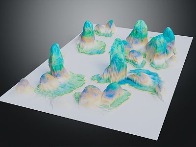 Modern mountain landscape ink freehand landscape vein 3d model