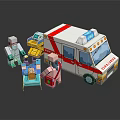 Emergency Scene Components With Toy Ambulance Medical Staff Stretcher And Equipment